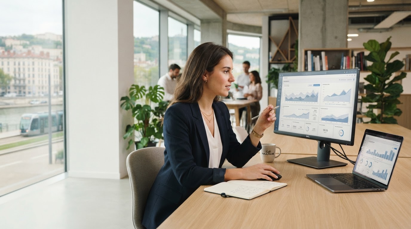 Bold Accrudency — espace de travail avec ordinateur portable et visualisation de données
